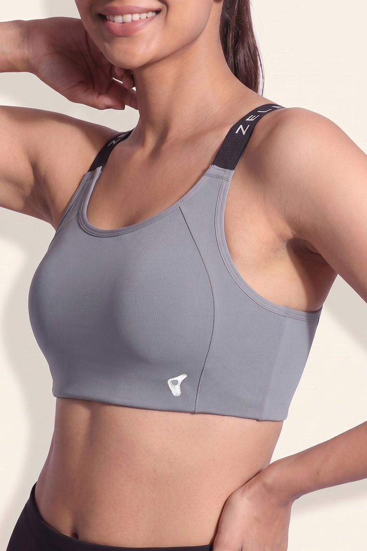 Zelocity Medium Impact Quick Dry Sports Bra - Steel Grey — image 5